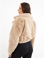 Dámská kožešinová bomber bunda s límcem a kapsami camelová Dámská kožešinová bomber bunda s límcem a kapsami camelová