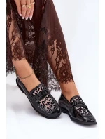 Kožené Lakované Mokasíny S Mřížkou Černé Vinceza 31931