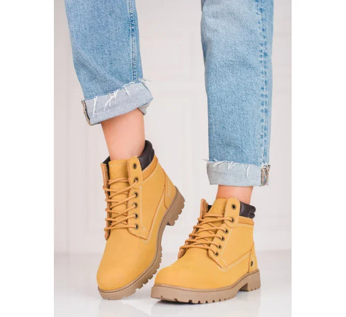 Luxusní dámské hnědé  kotníčkové boty na plochém podpatku