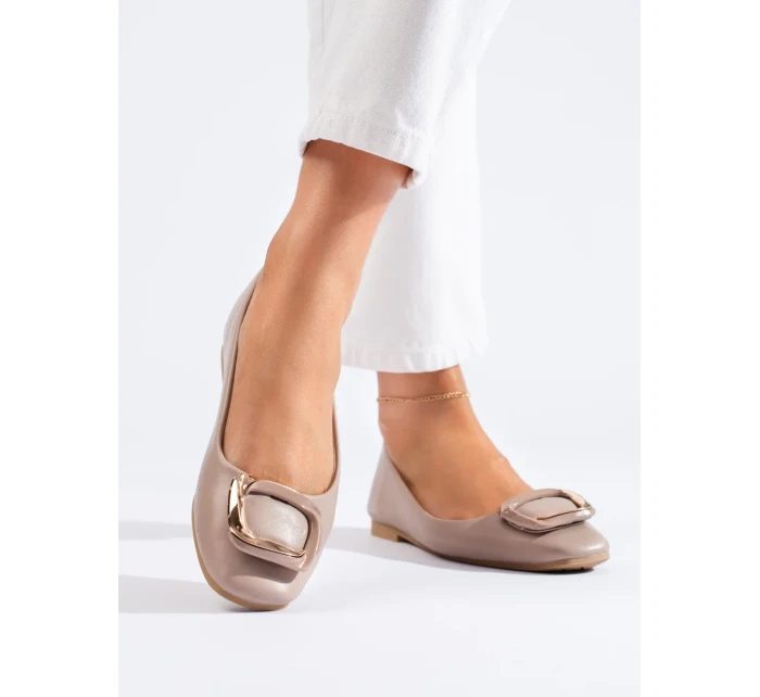 Komfortní hnědé dámské  baleríny bez podpatku