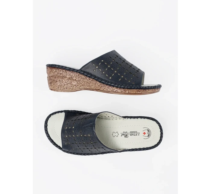 Jedinečné nazouváky dámské tmavě modré na klínku Jedinečné nazouváky dámské tmavě modré na klínku