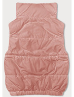 Růžová krátká dámská péřová vesta se stojáčkem (16M9092-51)