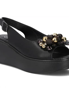 Dámské kožené sandály na platformě černé model 22135911 - FILIPPO