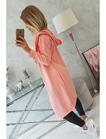 Dlouhý kabát s kapucí meruňkový Dlouhý kabát s kapucí meruňkový