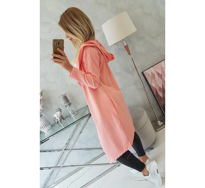 Dlouhý kabát s kapucí meruňkový Dlouhý kabát s kapucí meruňkový