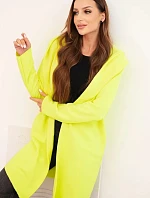 Dámská bavlněná bunda s kapucí a prodlouženým předním dílem neonově žlutý