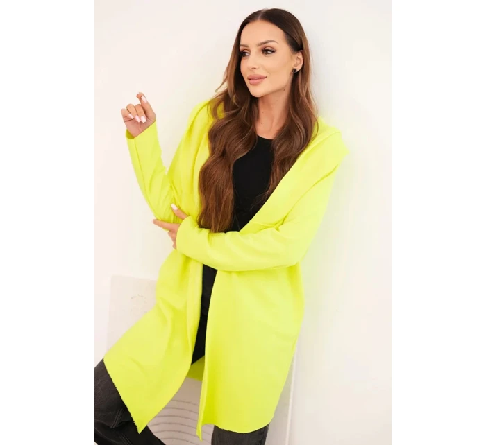 Dámská bavlněná bunda s kapucí a prodlouženým předním dílem neonově žlutý Dámská bavlněná bunda s kapucí a prodlouženým předním dílem neonově žlutý