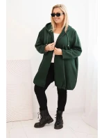 Dámská mikina zateplená Plus Size s kapucí a model 21486170 výstřihem hnědá - K-Fashion