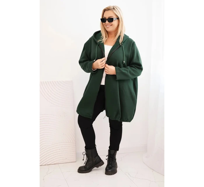 Dámská mikina zateplená Plus Size s kapucí a model 21486170 výstřihem hnědá - K-Fashion