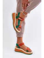 Dámské sandály na platformě a klíně Big Star NN274A053 zeleno-oranžové Dámské sandály na platformě a klíně Big Star NN274A053 zeleno-oranžové