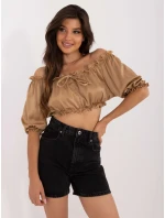 Bluzka LK BZ model 20461029 camelowy - FPrice Bluzka LK BZ model 20461029 camelowy - FPrice