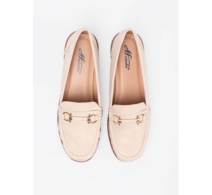 Praktické  mokasíny dámské hnědé na širokém podpatku