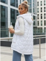 Kamizelka damska pikowana z kapturem biała model 22038482 - FashionStreet