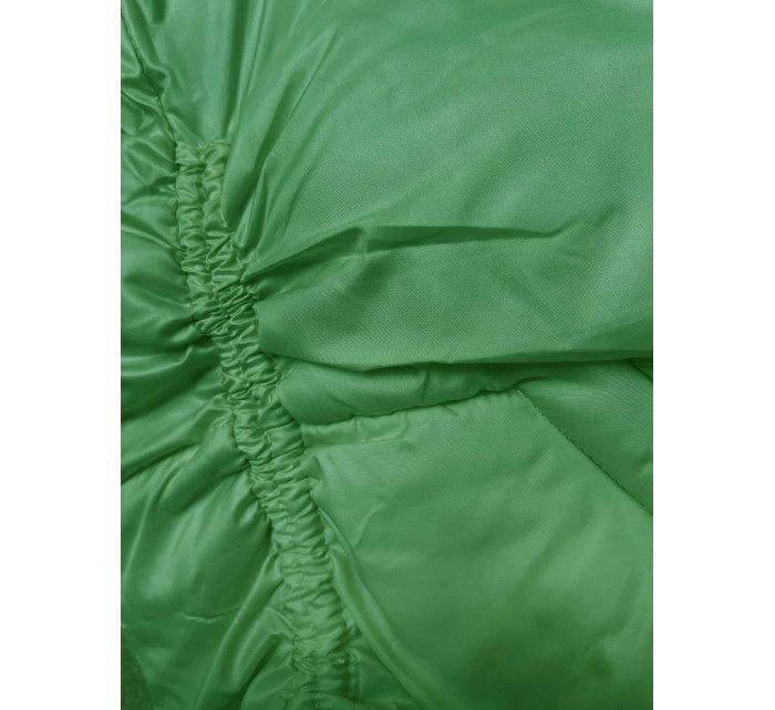 Zelená dámská bunda pro přechodné období s károvanou podšívkou (842)