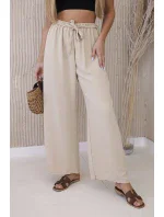 Kalhoty s širokým pasem beżowy