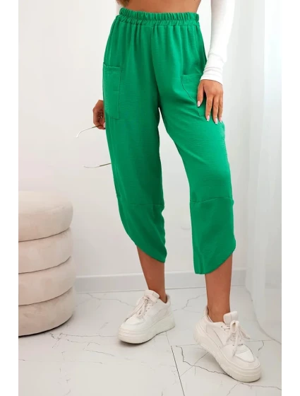 Kalhoty se širokými nohavicemi a kapsami zelený Kalhoty se širokými nohavicemi a kapsami zelený