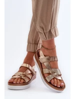 model 21661420 Dámské Kožené Sandály Na Platformě Zlaté - Zazoo model 21661420 Dámské Kožené Sandály Na Platformě Zlaté - Zazoo