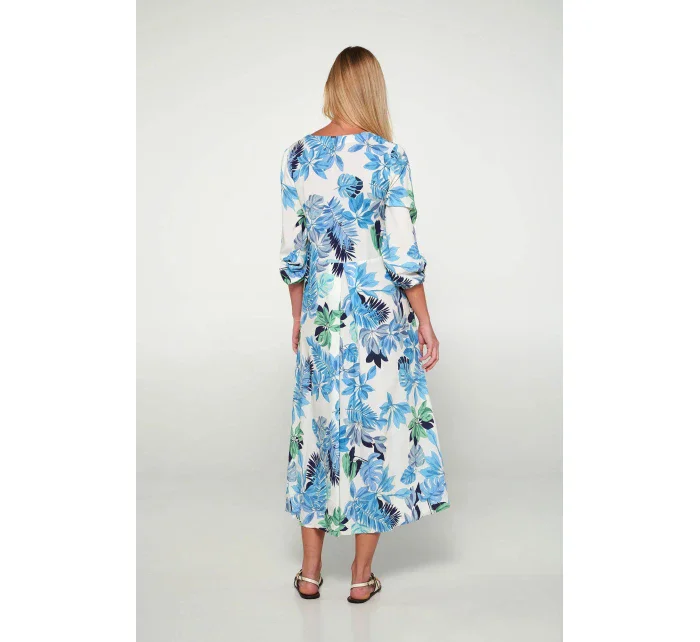 Dámské šaty Ecru s zelenou potisk model 20324201 - Vamp Dámské šaty Ecru s zelenou potisk model 20324201 - Vamp