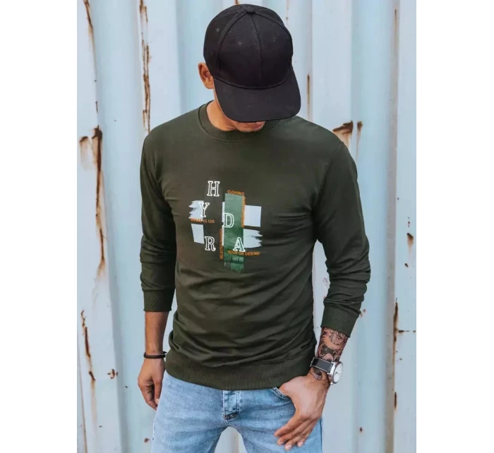 Pánská khaki mikina s potiskem Dstreet model 21966010 - FashionStreet Pánská khaki mikina s potiskem Dstreet model 21966010 - FashionStreet