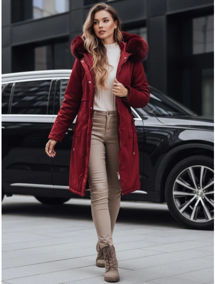 Dámská zimní bunda parka s kožešinou vínová FashionStreet TY5114