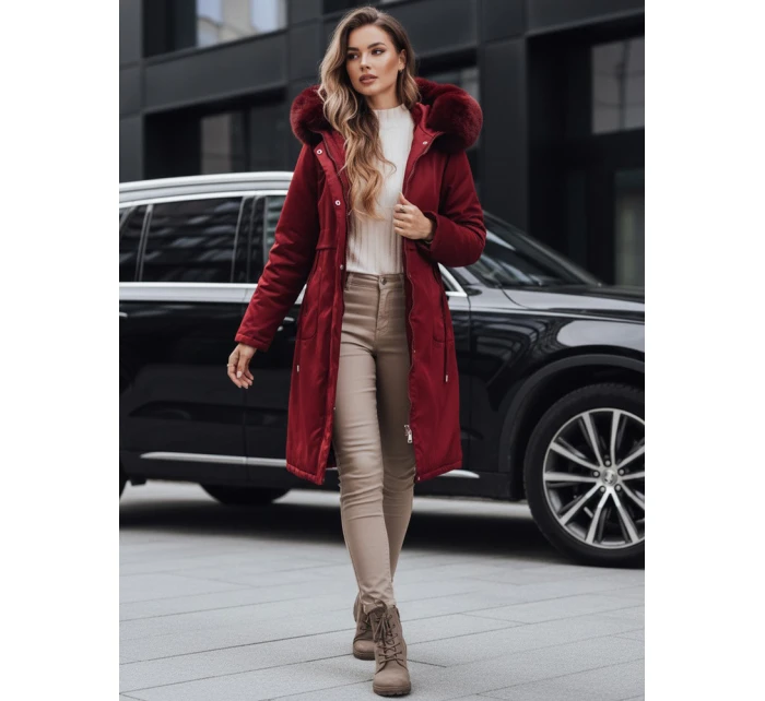 Dámská zimní bunda parka s kožešinou vínová FashionStreet TY5114