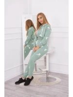 Sada s potiskem pistole tmavě mátová