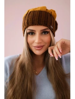 Fleecová čepice Paris K212 hořčicová+hnědá