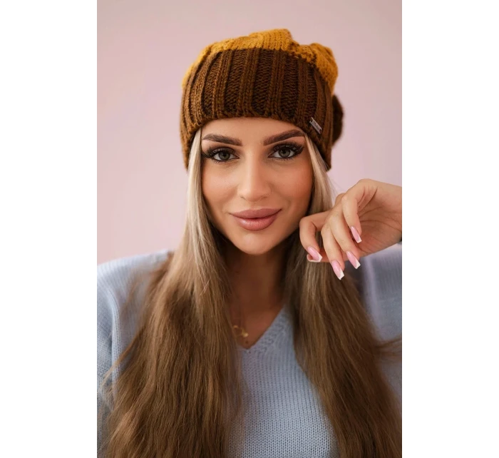 Fleecová čepice Paris K212 hořčicová+hnědá Fleecová čepice Paris K212 hořčicová+hnědá