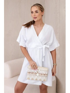 Mušelínové šaty s pasem ecru