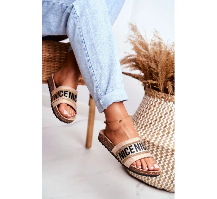 Nazouváky Na Korkové Podrážce Se Zirkony Béžové Be Nice Nazouváky Na Korkové Podrážce Se Zirkony Béžové Be Nice