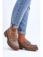 Dámské kožené polobotky s ozdobou tmavě béžové Rosefalls Dámské kožené polobotky s ozdobou tmavě béžové Rosefalls