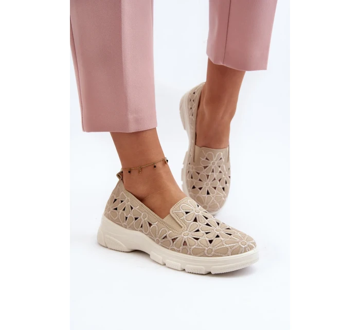 Béžové dámské prolamované boty Emilei Béžové dámské prolamované boty Emilei