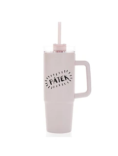 PÁTEK - světle růžový cestovní hrnek s průhledným víčkem 900 ml
