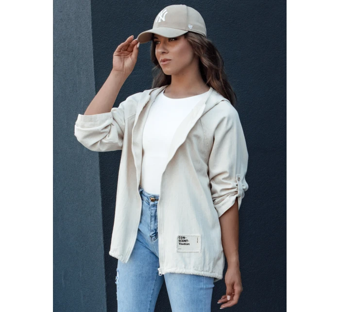 Dámská přechodná bunda s kapucí MANDIA light beige FashionStreet TY4479
