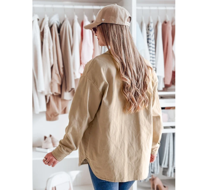 Dámská přechodná košilová bunda oversize KOSMOJACK c.beige FashionStreet TY4841