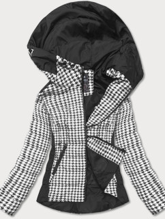 Černo-bílá dámská vzorovaná bunda (W716-1)