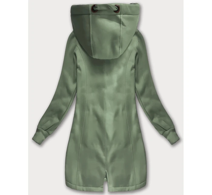 Šedozelená dlouhá dámská mikina s kapucí (AMG-675/2)