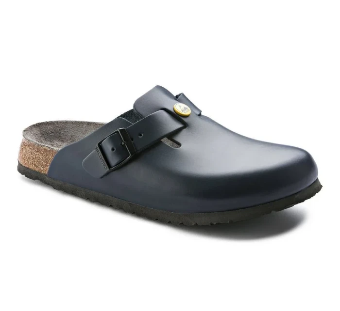 Dámské dřeváky Birkenstock Boston ESD Blue z přírodní kůže úzké úzké (0061388) Dámské dřeváky Birkenstock Boston ESD Blue z přírodní kůže úzké úzké (0061388)