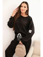 Dámská oversize souprava z viskózy s efektem praní černá Dámská oversize souprava z viskózy s efektem praní černá