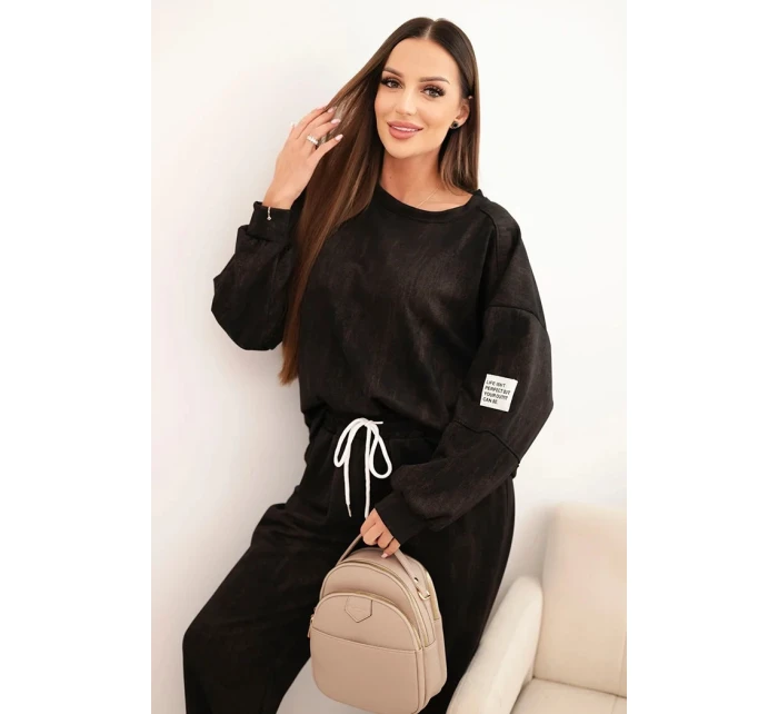 Dámská oversize souprava z viskózy s efektem praní černá Dámská oversize souprava z viskózy s efektem praní černá