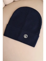 Dámská čepice z modalu a viskózy s ozdobným knoflíkem modrá Dámská čepice z modalu a viskózy s ozdobným knoflíkem modrá