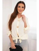 Dámská košile s viskózou, zdobnými knoflíky a límcem žlutá Dámská košile s viskózou, zdobnými knoflíky a límcem žlutá