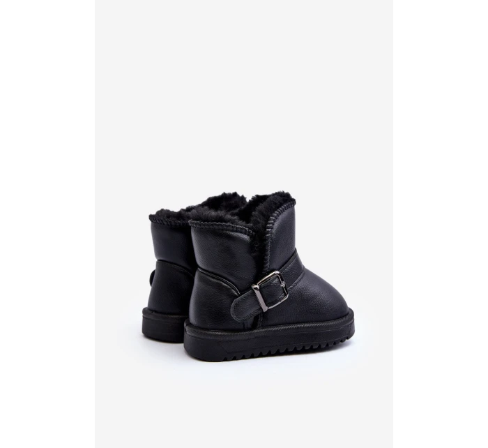 Dětské ekologické kožené sněhule s popruhem černé model 21645800 - Boto