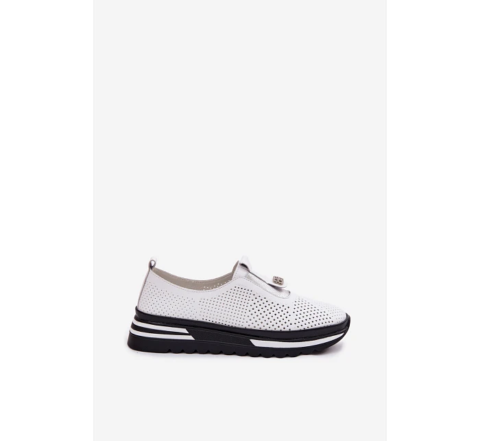 Dámské nazouvací polobotky z pravé kůže S.Barski LR61-7092 Bílá