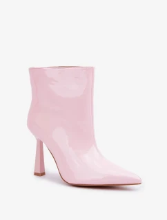 Lakované Kotníkové Boty Na Špičce Nazouvací Světle Růžové Seliri