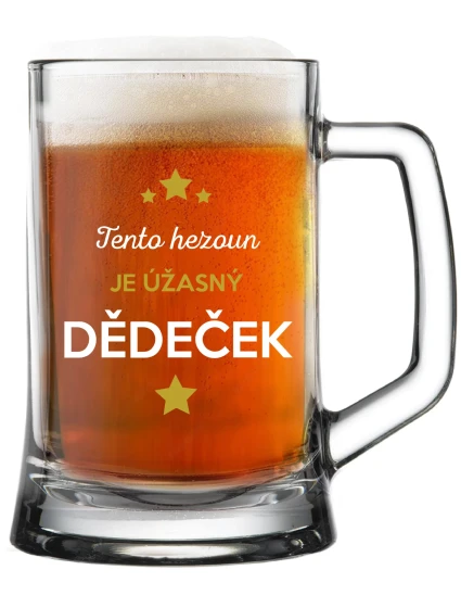 TENTO HEZOUN JE ÚŽASNÝ DĚDEČEK - pivní sklenice 0,5 l TENTO HEZOUN JE ÚŽASNÝ DĚDEČEK - pivní sklenice 0,5 l