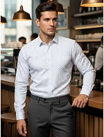 Pánská košile DX2438 bílo-modrá - FashionStreet