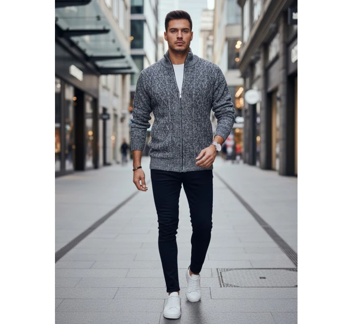 Pánský rozepínací šedý svetr FashionStreet WX2251z Pánský rozepínací šedý svetr FashionStreet WX2251z