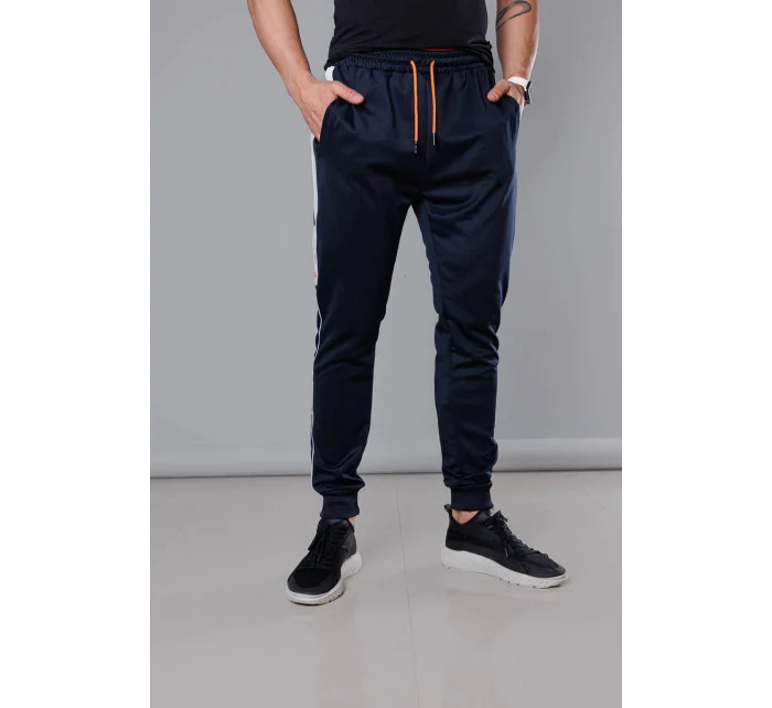 Tmavě modré pánské teplákové kalhoty s lampasy model 18347955 - J.STYLE