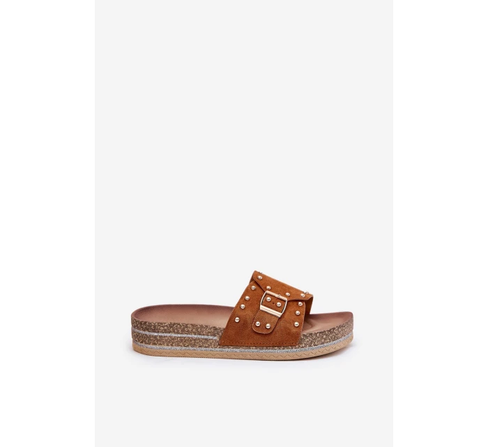 Dámské Pantofle Na Platformě S Přezkou A Camel model 21689943 - Boto Dámské Pantofle Na Platformě S Přezkou A Camel model 21689943 - Boto